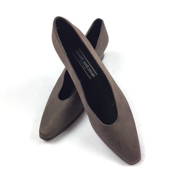 VINTAGE Stuart Weitzman Bronze Square Point Pumps
